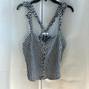 MAdewell Womens‎ Top Size 12 Plaid Babydoll Linen Blend Ruffle Prairie Y2K 17316